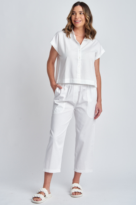 Cloth Paper Scissors Front Pocket Cotton Pants in White