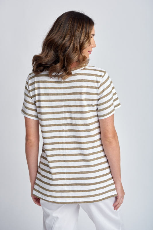 Cloth Paper Scissors Stripe Crew Neck Tee | White/Twig