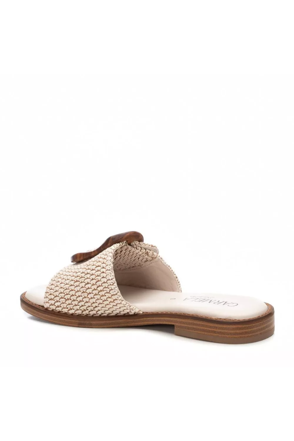 Carmela Leather Slide in Beige