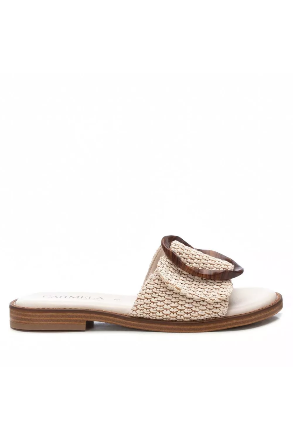 Carmela Leather Slide in Beige