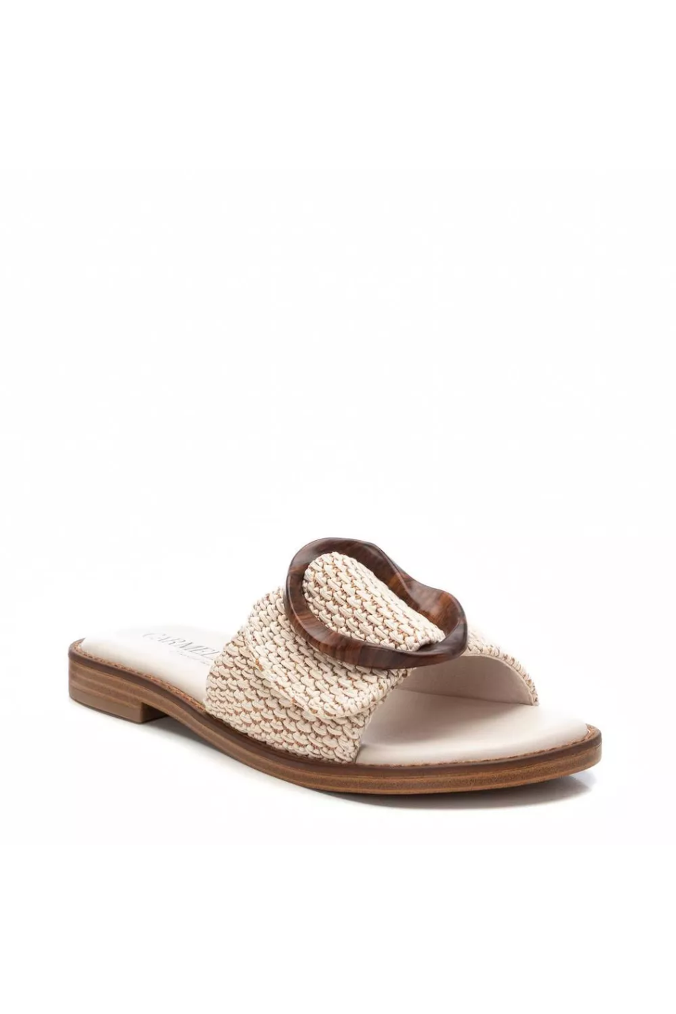 Carmela Leather Slide in Beige