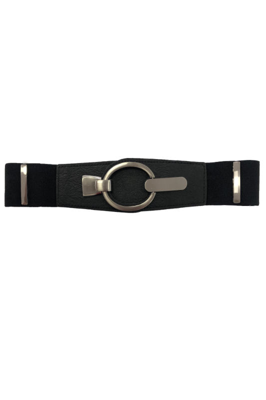 Frank Lyman Knit Belt | Black/Silver