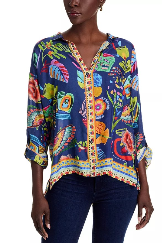 Johnny Was The Audrey Oversized Shirred Back Shirt | Farout Scarf | C13625-1