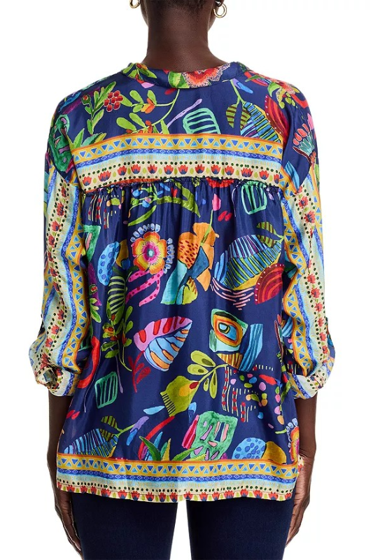 Johnny Was The Audrey Oversized Shirred Back Shirt | Farout Scarf | C13625-1