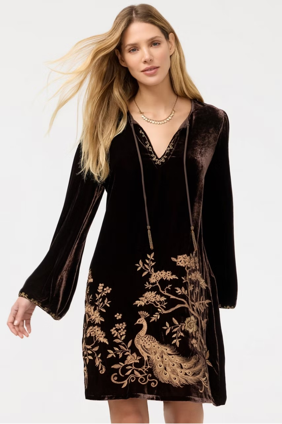 Johnny Was Kimono Sleeve Relaxed Dress | Molly | Chocolate