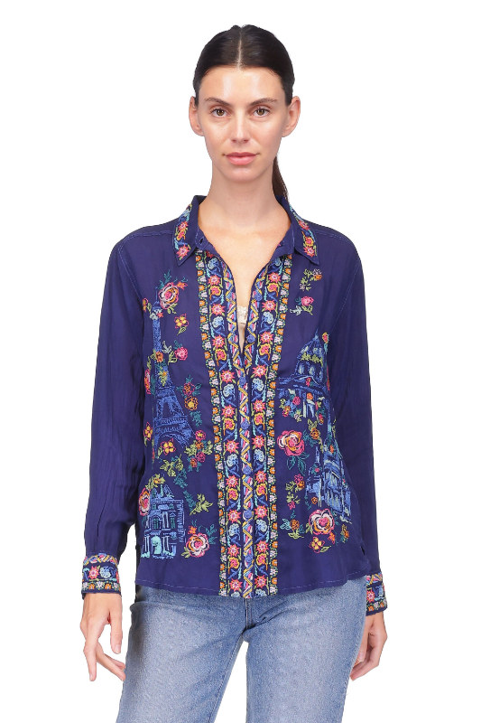 Johnny Was Sydnee Shirt | Blue Night | C13125-3