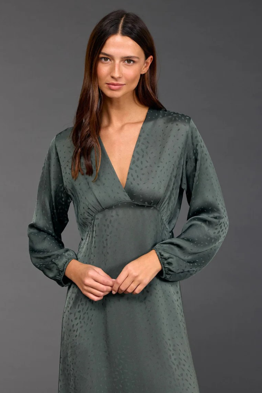 Lauren Vidal Eliza Jacquard Viscose Dress | Green