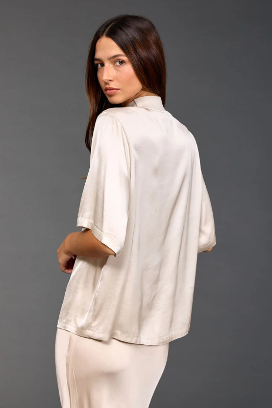 Lauren Vidal Mattie High Neck Top | Cream