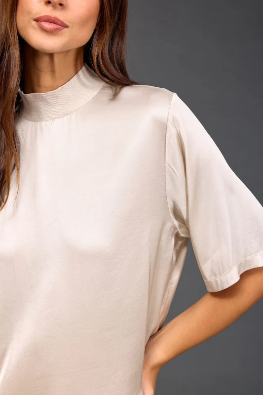 Lauren Vidal Mattie High Neck Top | Cream