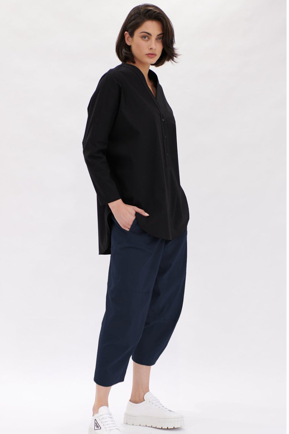 Mela Purdie Cropped Tuscan Pant in Microprene French Navy