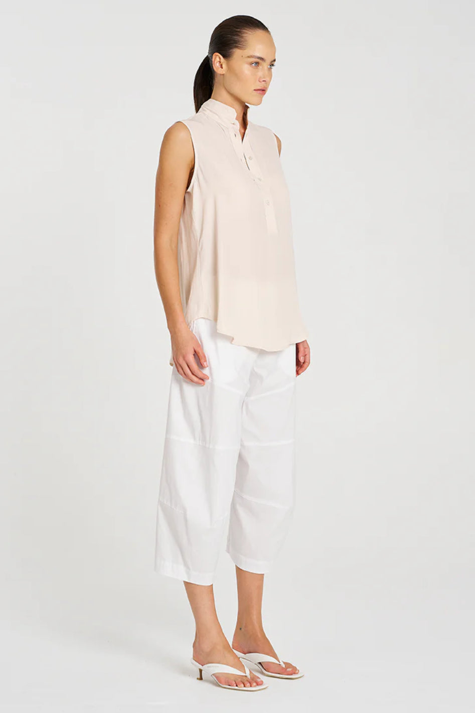 Mela Purdie Cropped Tuscan Pant | Microprene | White