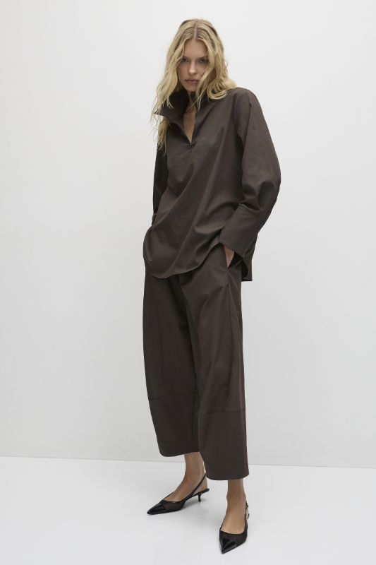 Mela Purdie Half Zip Blouse | Gravitene | Leather Twill