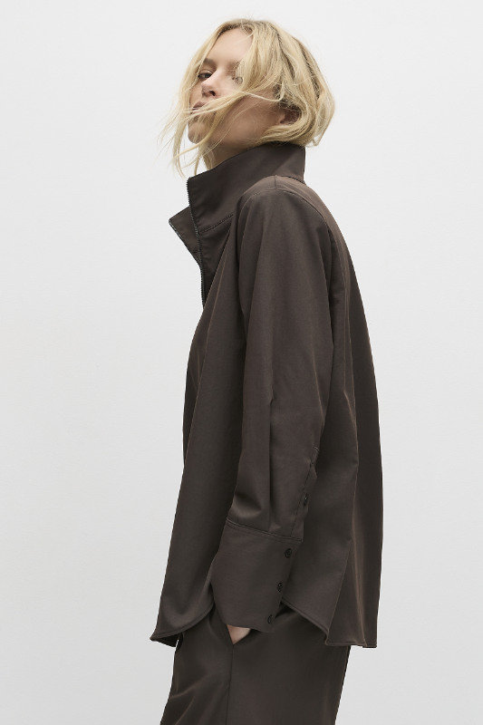 Mela Purdie Half Zip Blouse | Gravitene | Leather Twill