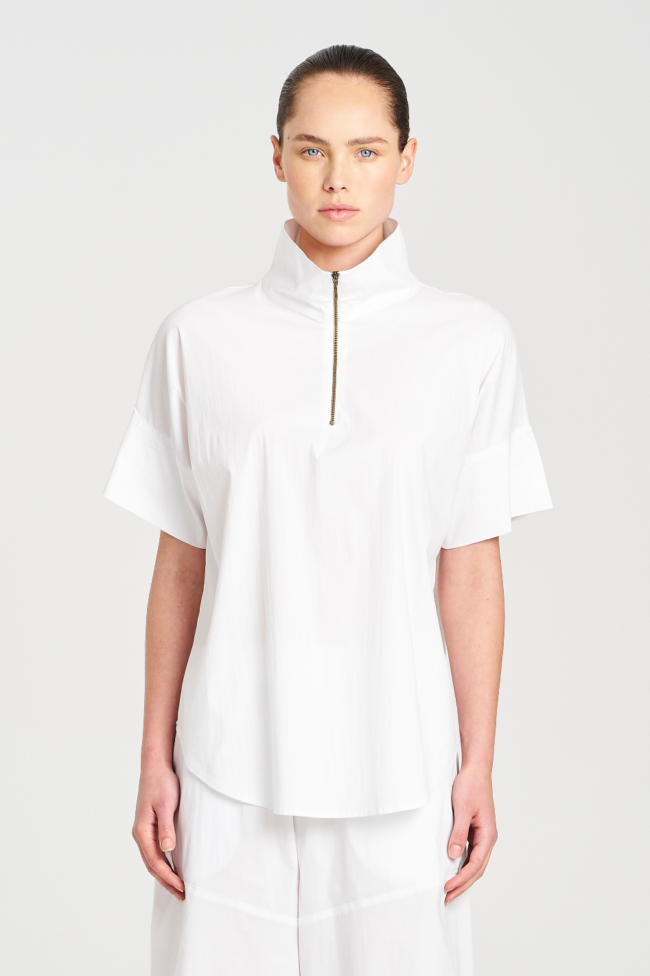 Mela Purdie Half Zip Shirt | Microprene | White