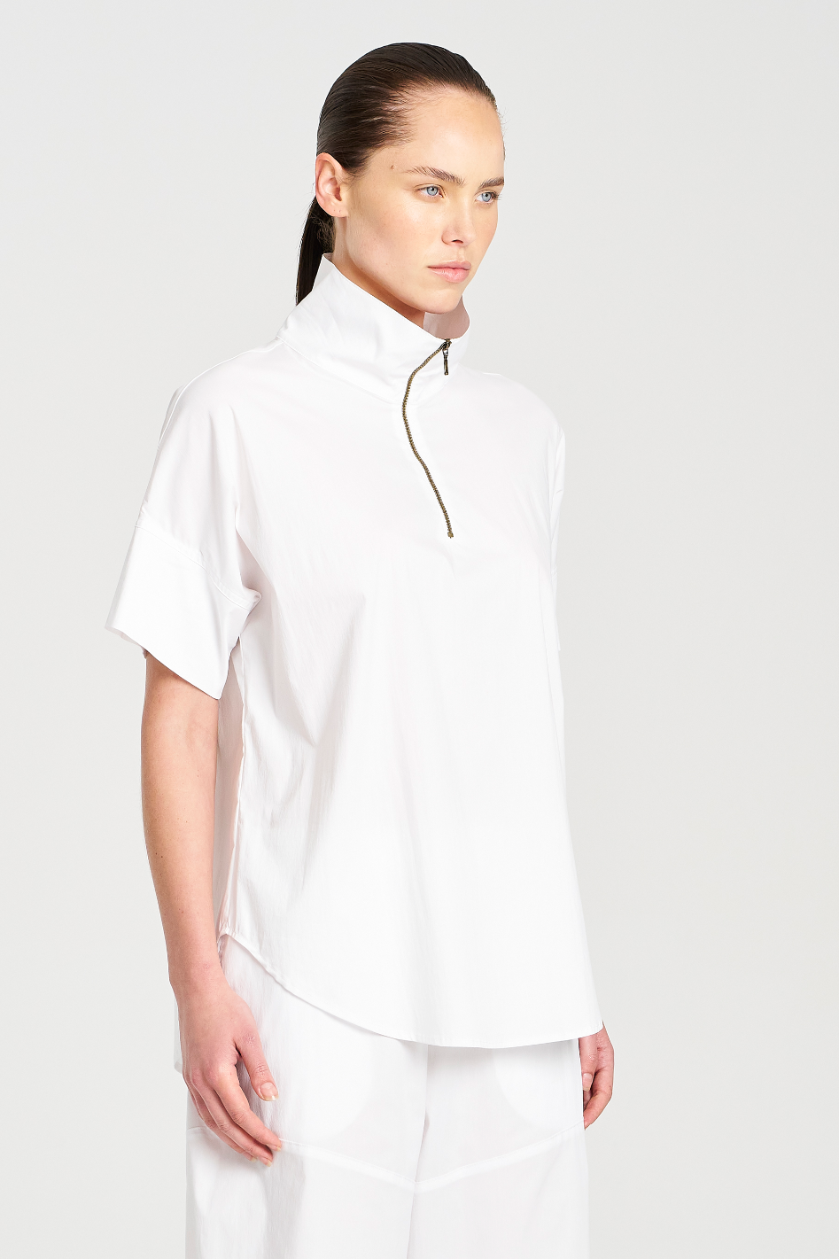 Mela Purdie Half Zip Shirt | Microprene | White