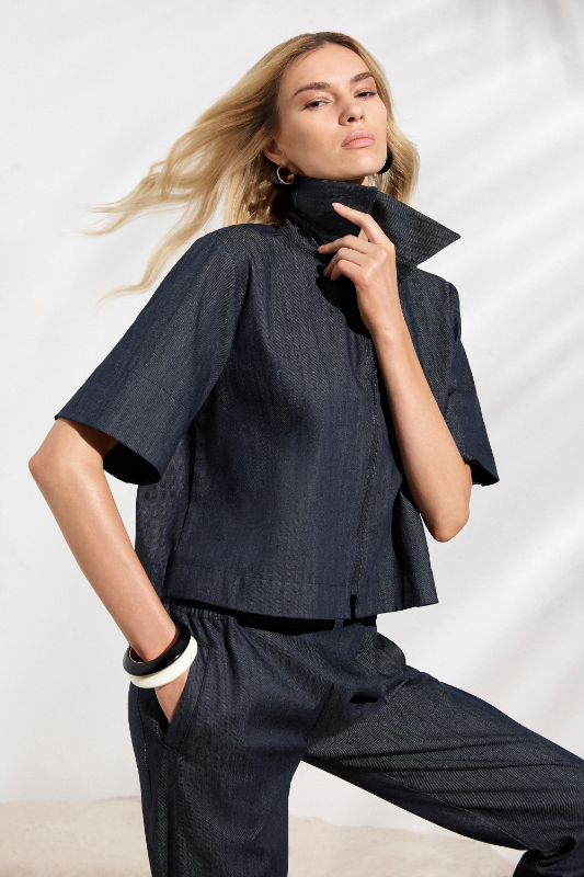 Mela Purdie SS Zip Bomber | Soft Stretch Denim