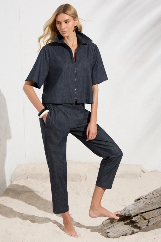 Mela Purdie SS Zip Bomber | Soft Stretch Denim