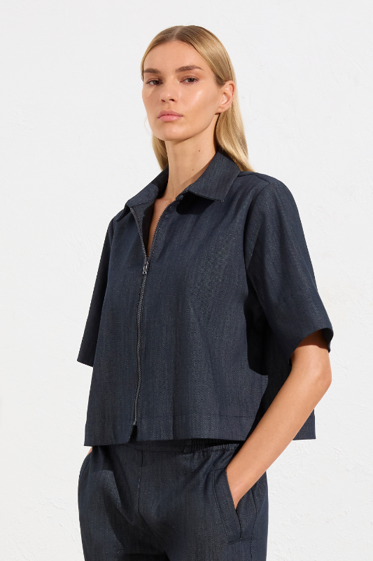 Mela Purdie SS Zip Bomber | Soft Stretch Denim