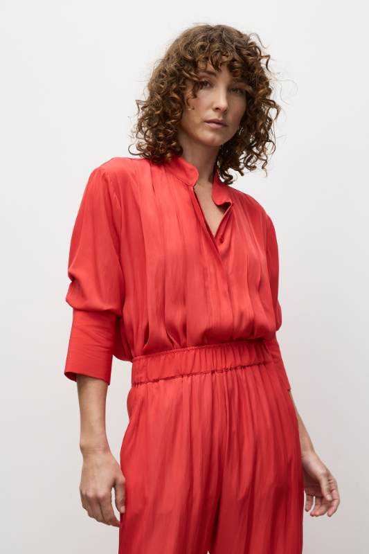 Mela Purdie Smooth Pleat Blouse | Poppy | Mache