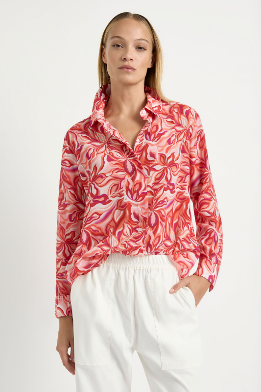 Mela Purdie Soft Shirt in Tangello Print Silk