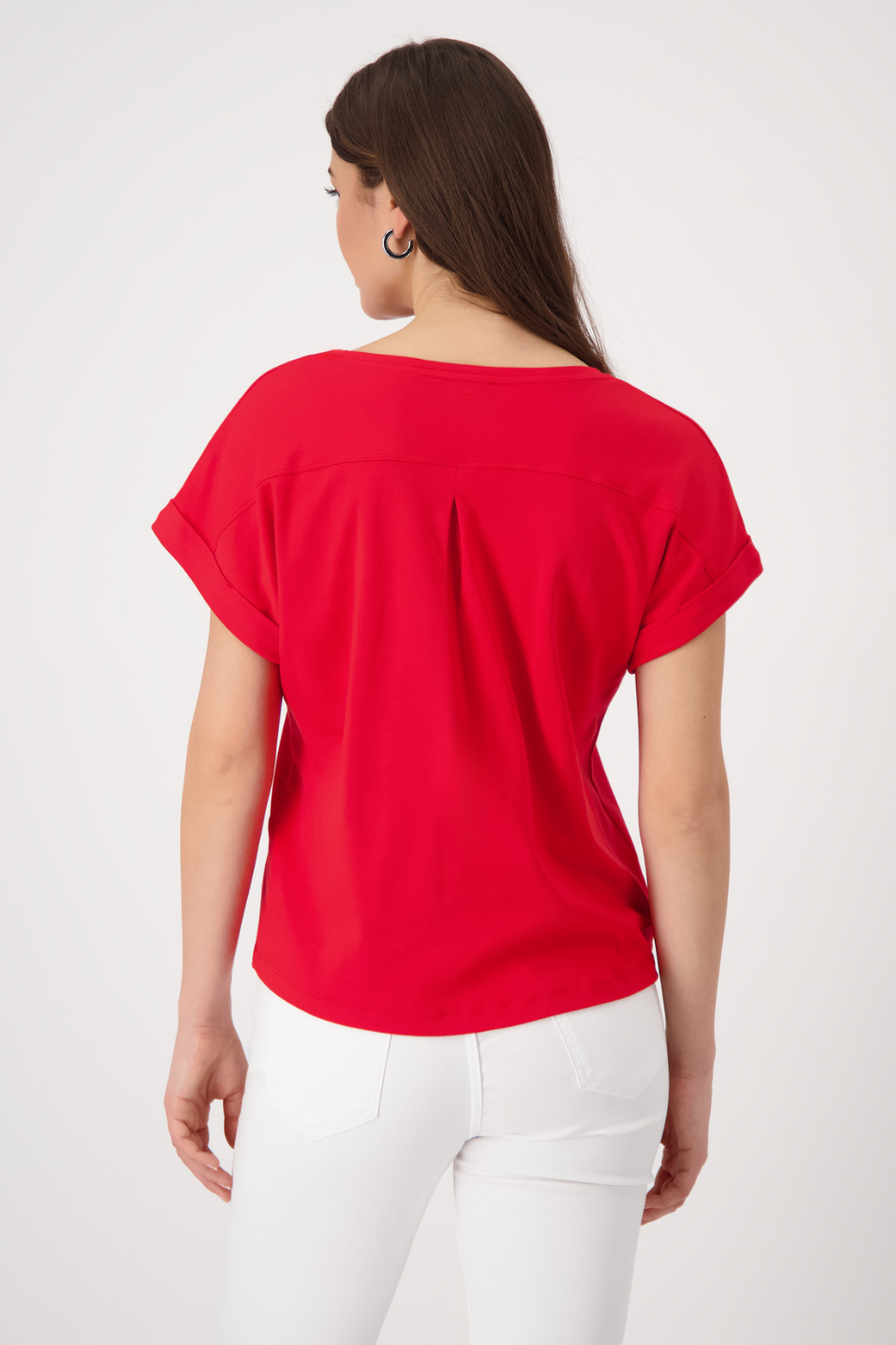 Monari Basic Round Neck Pima T-Shirt in Red