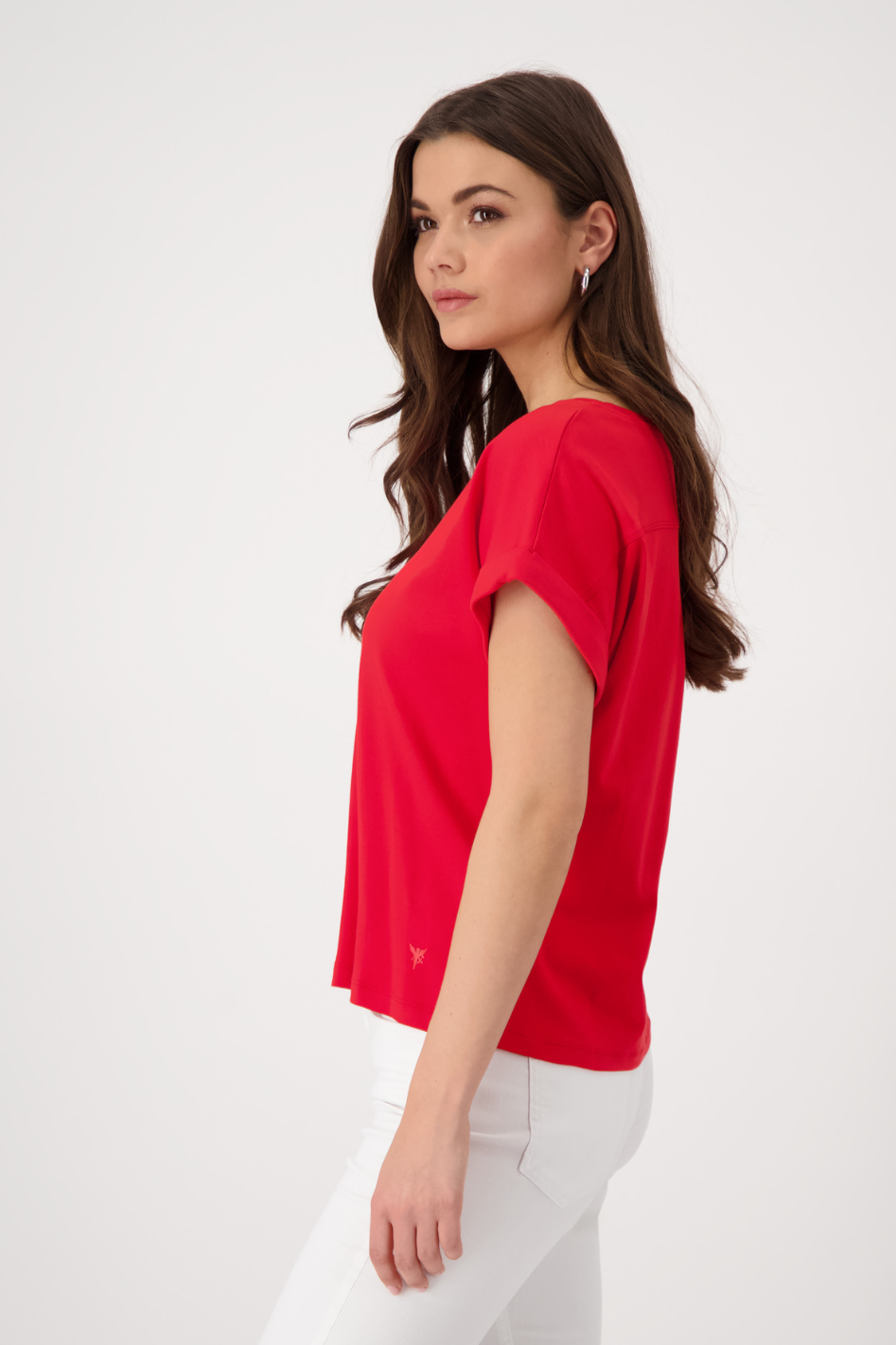 Monari Basic Round Neck Pima T-Shirt in Red