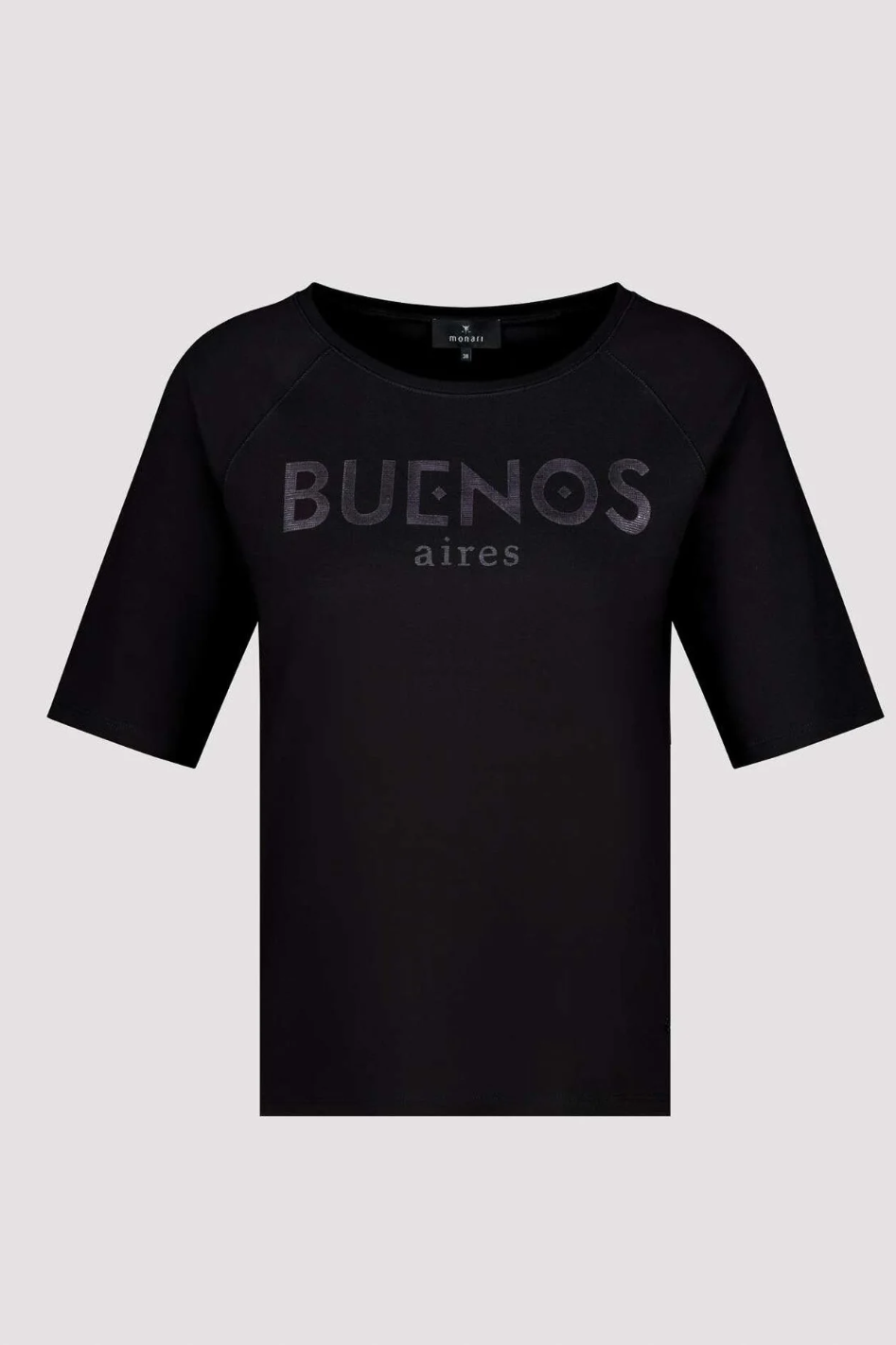 Monari T-Shirt with Glossy 'Buenos' Print in Black