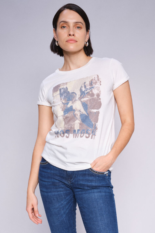 Mos Mosh Flori O-SS Tee | Ecru | 168410