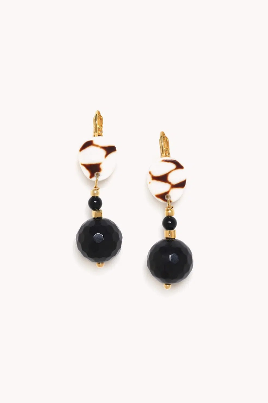 Nature Bijoux Bagheera French Hook Earrings Black Agate Facetted