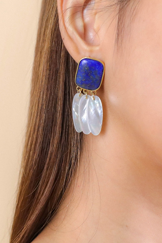 Nature Bijoux 3 Mop Drop Clip Earrings | Cobalt Collection