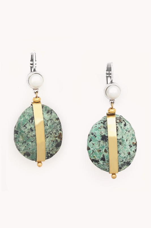 Nature Bijoux French Hook Earrings with Golden Ribbon | Mara Collection