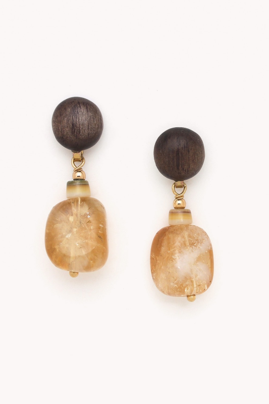 Nature Bijoux Post Earrings with Citrin Pendant | Wabi Collection