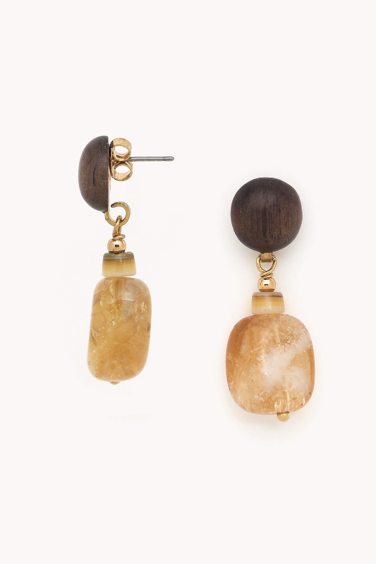 Nature Bijoux Post Earrings with Citrin Pendant | Wabi Collection