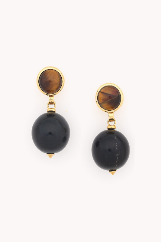 Nature Bijoux Post Earrings with Black Horn Dangle | Zebra Collection