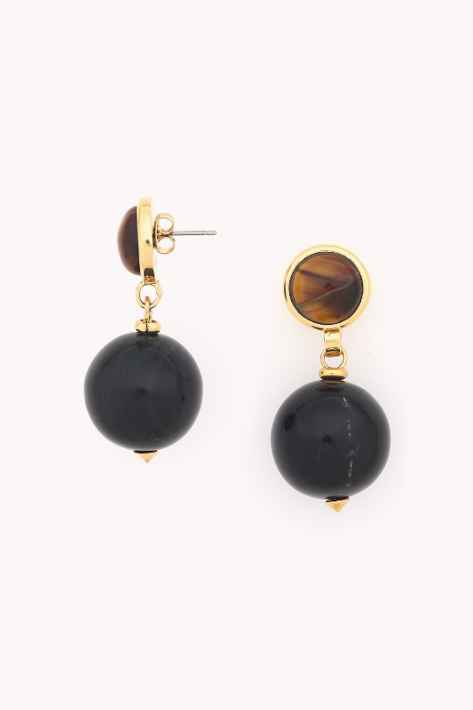 Nature Bijoux Post Earrings with Black Horn Dangle | Zebra Collection