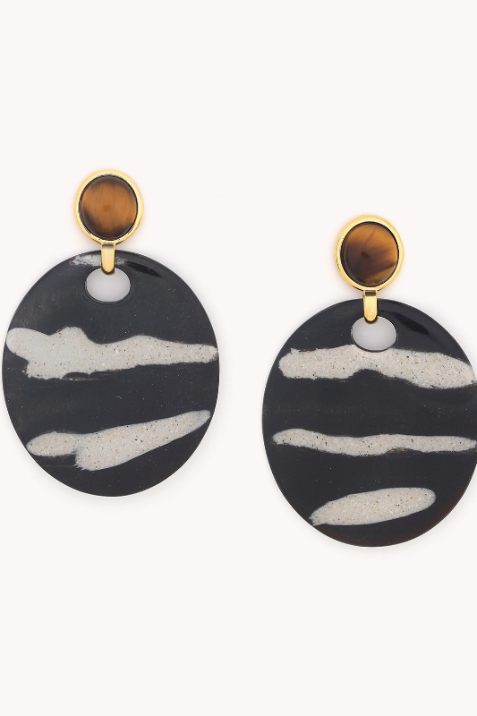 Nature Bijoux Round Gypsy Post Earrings | Zebra Collection