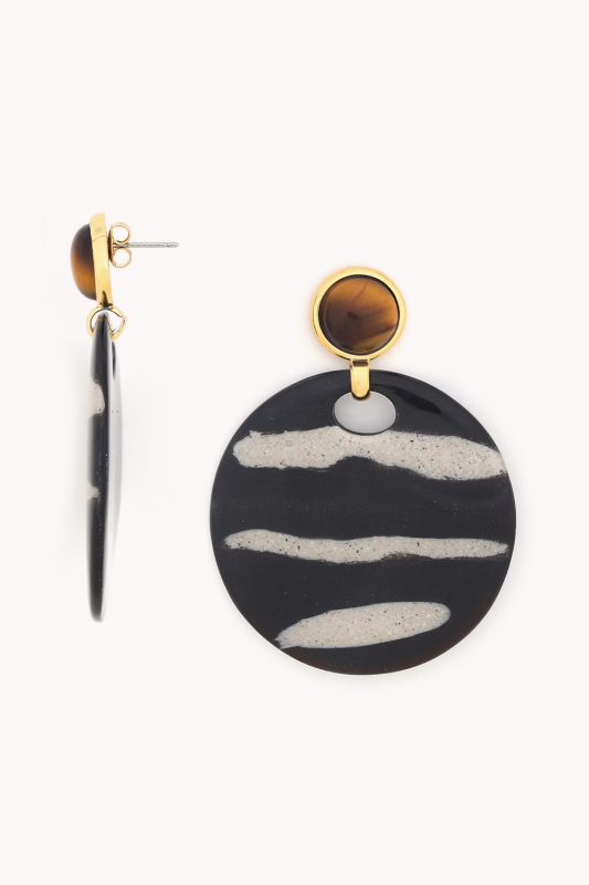 Nature Bijoux Round Gypsy Post Earrings | Zebra Collection