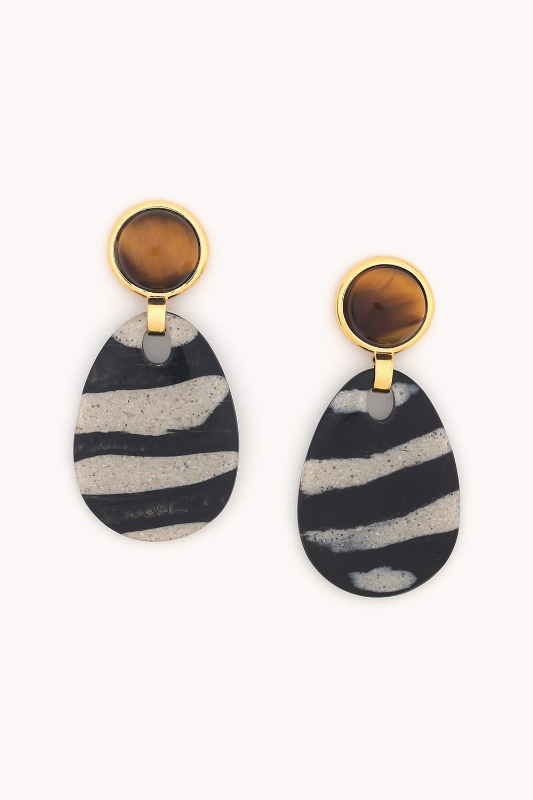 Nature Bijoux Small Post Earrings with Zebra Dangle