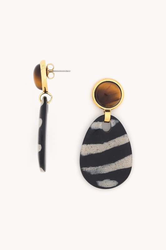 Nature Bijoux Small Post Earrings with Zebra Dangle