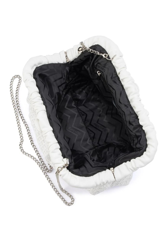 Olga Berg Amalia Pleated Woven Clutch | White