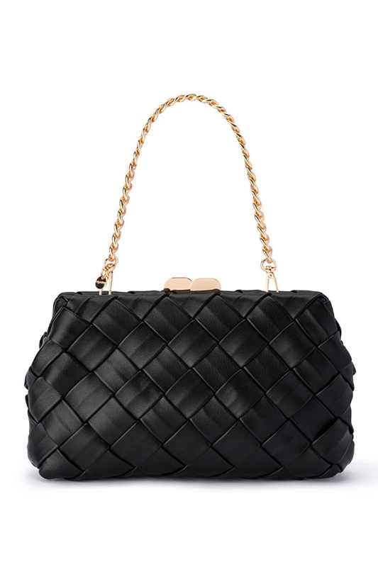 Olga Berg Quinn Woven Clutch | Black