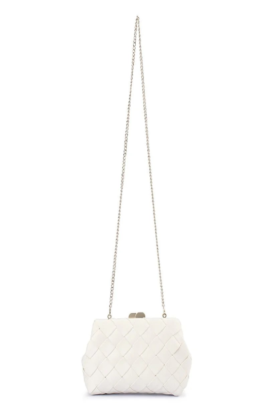 Olga Berg Quinn Woven Clutch | White