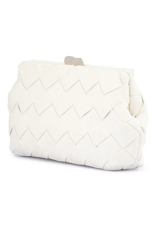 Olga Berg Quinn Woven Clutch | White