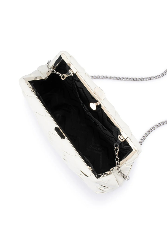Olga Berg Quinn Woven Clutch | White