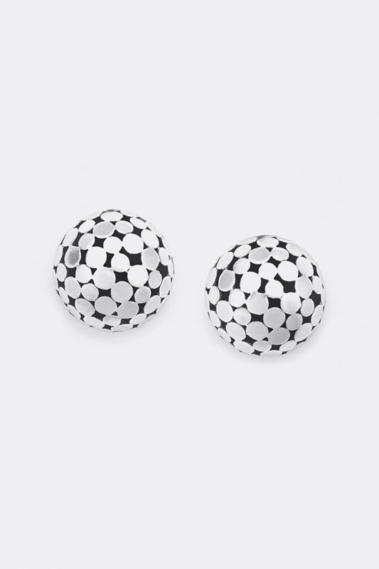 Ori Tao Half Ball Clip Earrings | Silver | Disco Collection