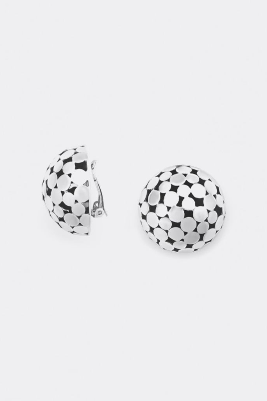 Ori Tao Half Ball Clip Earrings | Silver | Disco Collection