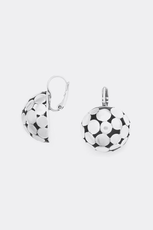 Ori Tao Half Ball French Hook Earrings | Silver | Disco Collection
