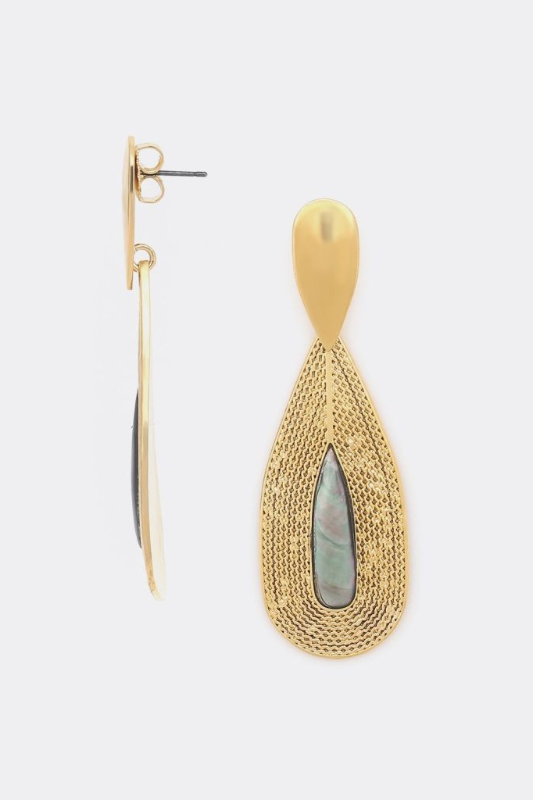 Ori Tao Post Earrings with Drop Top | Gold | Miyako Collection