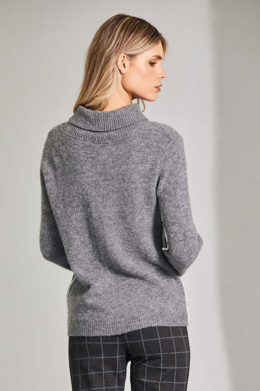 Peruzzi Contrast Seam Knit | Grey | W24178