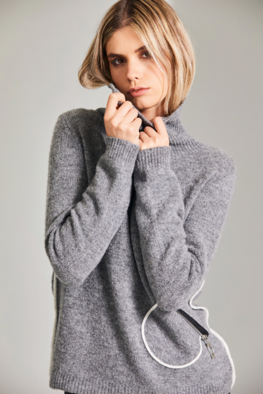 Peruzzi Contrast Seam Knit | Grey | W24178